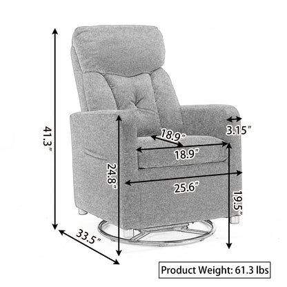 022-Teddy Fabric Swivel Rocking Chair Gilder Chair With Pocket,White