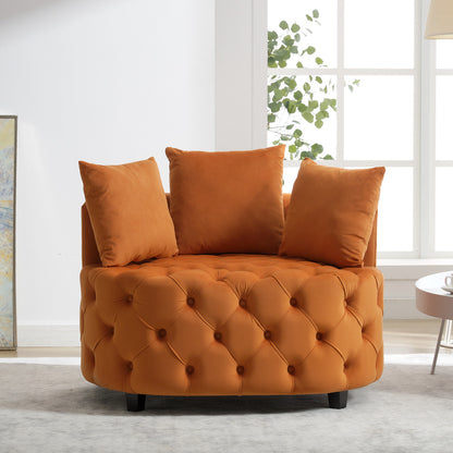 Width 40.6 inches Accent Chair / Classical Barrel Chair for living room / Modern Leisure Sofa Chair (Orange)