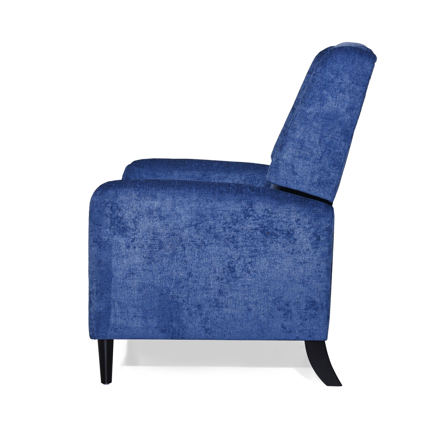 Oversized Textured Fabric Pushback Recliner, Navy Blue and Dark Brown