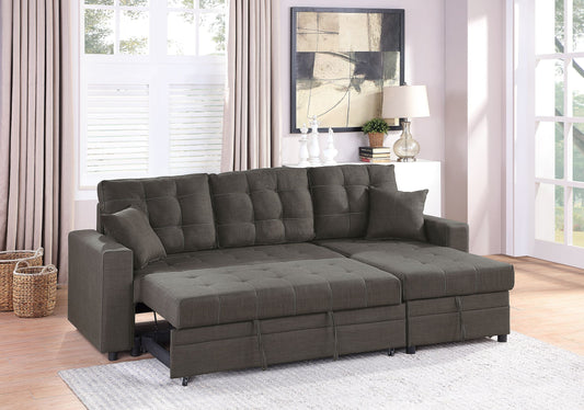 SECTIONAL in Black Faux Leather