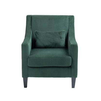 Modern Accent Chair,Upholstered Armchair with Scooped Arms for Bedroom,Apartment,Studio,Office,Waiting Room(Emerald Corduroy)