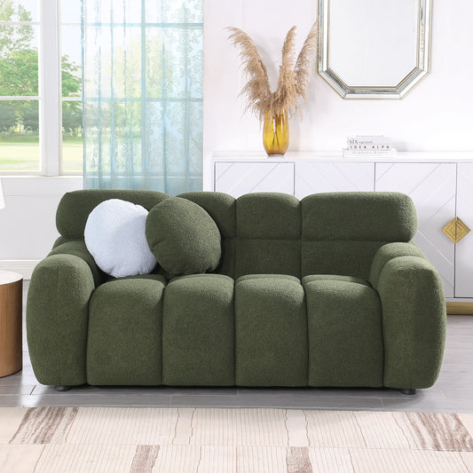 64.96 length,35.83" deepth,human body structure for USA people, marshmallow sofa,boucle sofa,2 seater, olive green BOUCLE