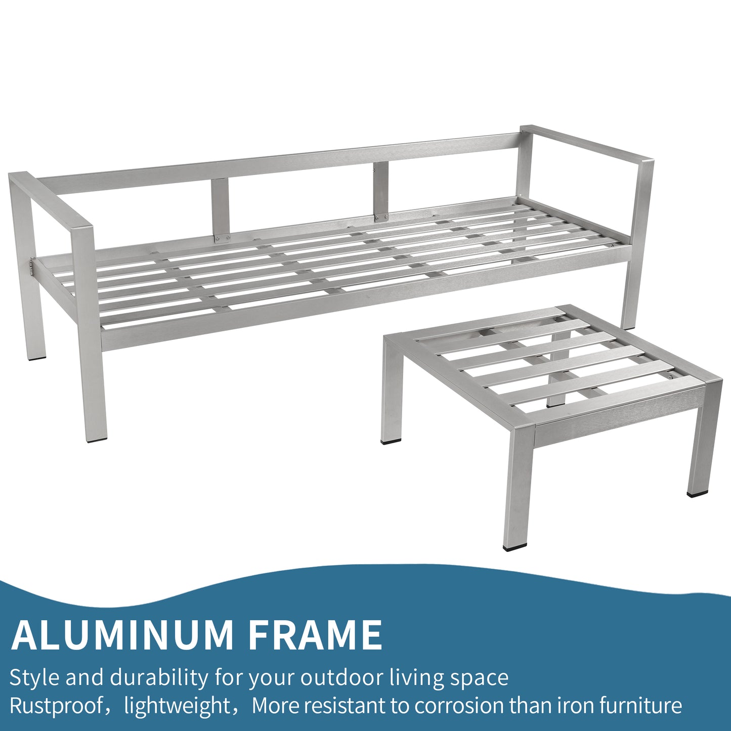 All aluminum three person sofa+floor mat