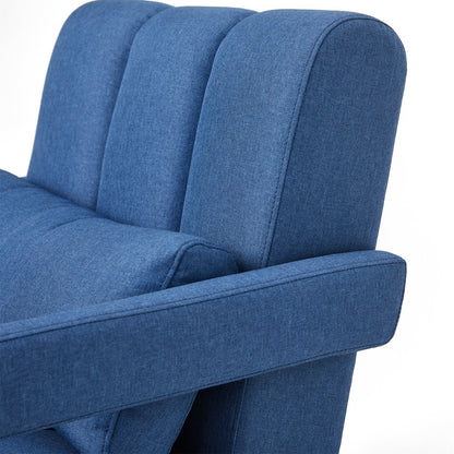 Modern Upholstered accent chair, Comfortable Linen Fabric with a pillow for Living room,bedroom. Linen, Navy Blue