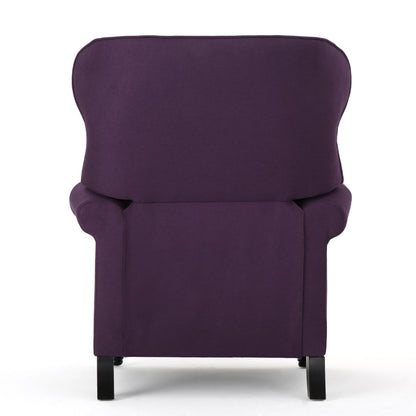 Accented Push Back Recliner Chair with Rolled Arms in Plum, Enjoy Cocooning Comfort