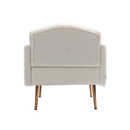 Modern Accent Chair with Arms, Tufted Decorative Fabric Armchair with Gold Metal Legs, Upholstered Reading Chair for Living Room Bedroom Office