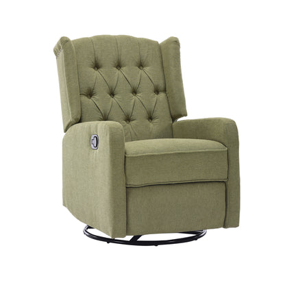 Rocking Recliner Chair,360 Degree Swivel Nursery Rocking Chair,Glider Chair,Modern Small Rocking Swivel Recliner Chair for Bedroom,Living Room Chair Home Theater Seat (Ovive Green)