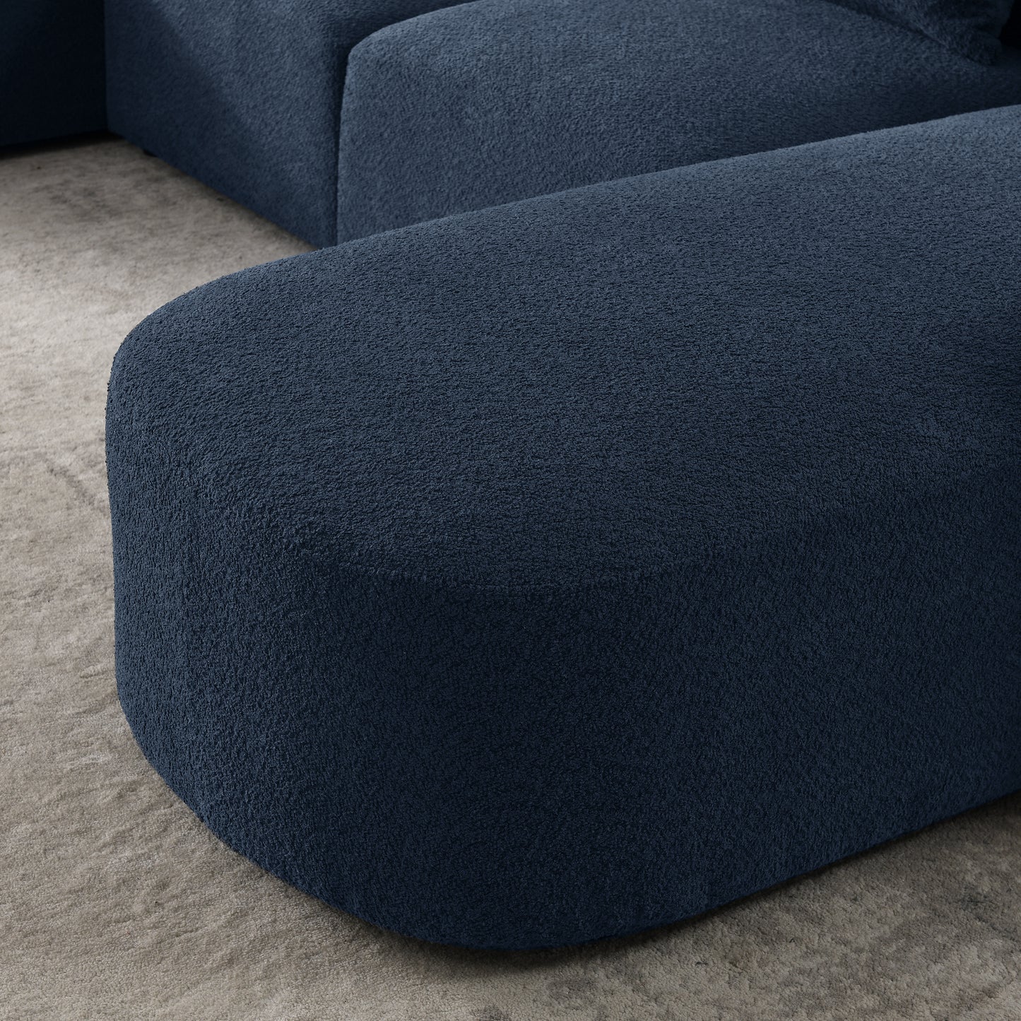 L Shape Sectional Sofa with Right Side Chaise and Ottoman, Modular Sofa, DIY Combination, Loop Yarn Fabric, Navy