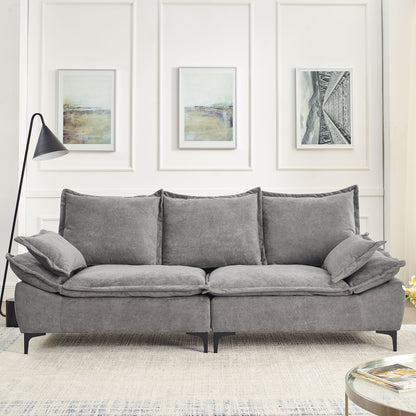 88.5 Modern Sailboat Sofa Dutch Velvet 3-Seater Sofa with Two Pillows for Small Spaces in Living Rooms, Apartments