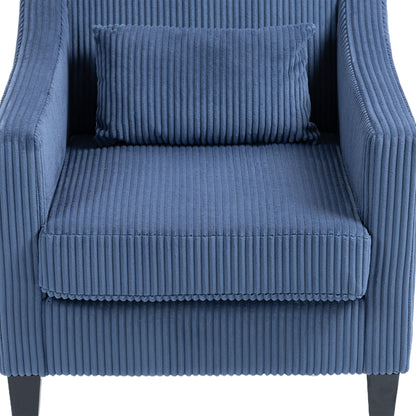 Modern Accent Chair,Upholstered Armchair with Scooped Arms for Bedroom,Apartment,Studio,Office,Waiting Room(Blue Corduroy)