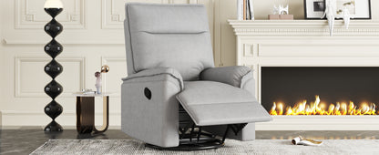 360 Degree Swivel Upholstered Manual Recliner Chair Theater Recliner Sofa Nursery Glider Rocker for Living Room, Grey