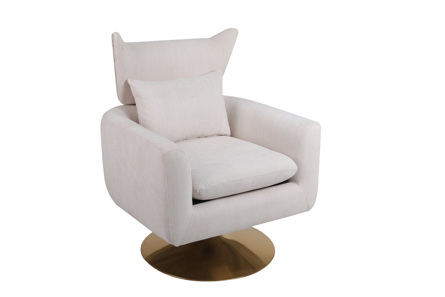 Classic Mid-Century 360-degree Swivel Accent Chair, Beige Linen