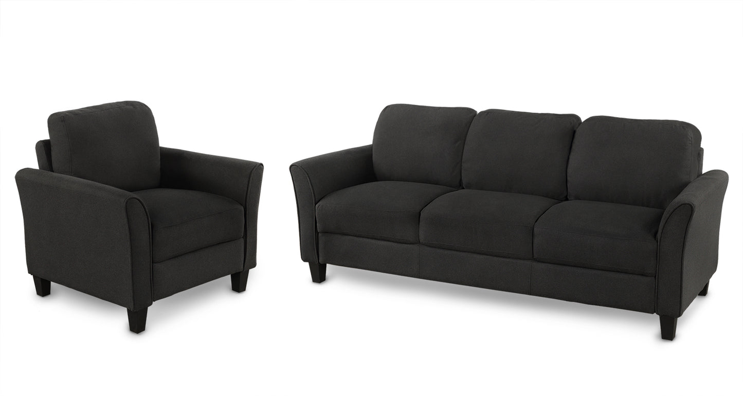 Living Room Furniture chair and 3-seat Sofa (Black)