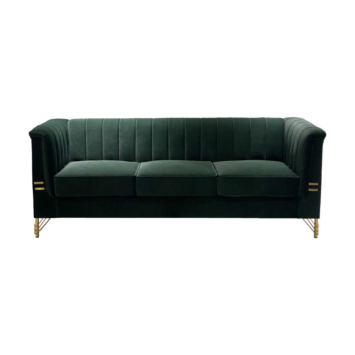 82.67'' W Velvet Sofa, Mid-Century Sofa Furniture Chesterfield Couch for Living Room (Sofa, Green)