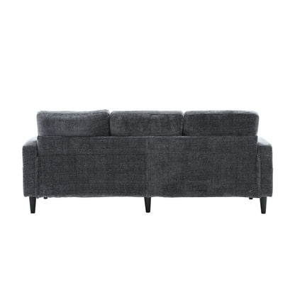 Sofa for three, solid wood frame, Chenille fabric, side pocket, with two cup holders, footstool with storagestorage sofa /Living room sofa cozy sectional sofa