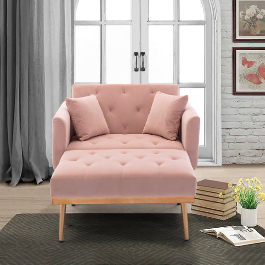 Fashionable and classic style chaise lounge chair / accent chair for Living Room, bedroom (Pink Velvet)