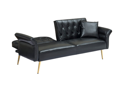 67.71 Inch Faux leather sofa bed with adjustment armres