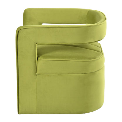 Modern Velvet Accent Chair with Ribbed Detail, Luxury Curved Fully Upholstered Accent Chair, Green (No Assembly Needed)