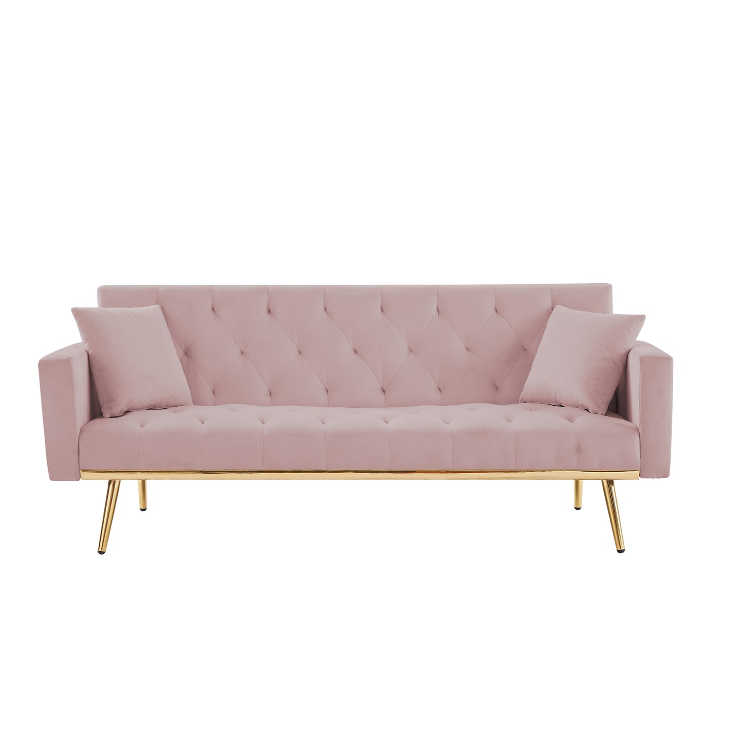 PINK Convertible Folding Futon Sofa Bed, Sleeper Sofa Couch for Compact Living Space.