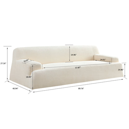 White sofa, durable fabric, solid wood frame, high density sponge filler