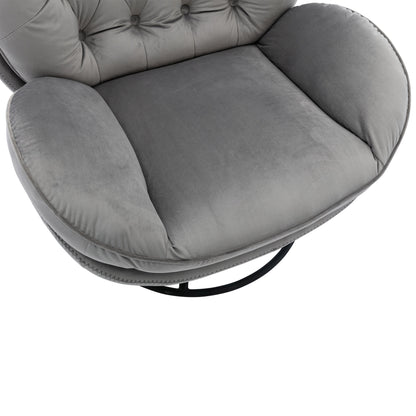 Accent chair TV Chair Living room Chair Grey with ottoman