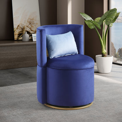 360° Swivel Accent Chair with Storage Function, Velvet Curved Chair with Gold Metal Base for Living Room, Nursery, Bedroom