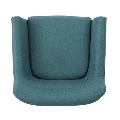 CLUB CHAIR, Mid-Century Modern Fabric Club Chair, Dark Teal / Natural