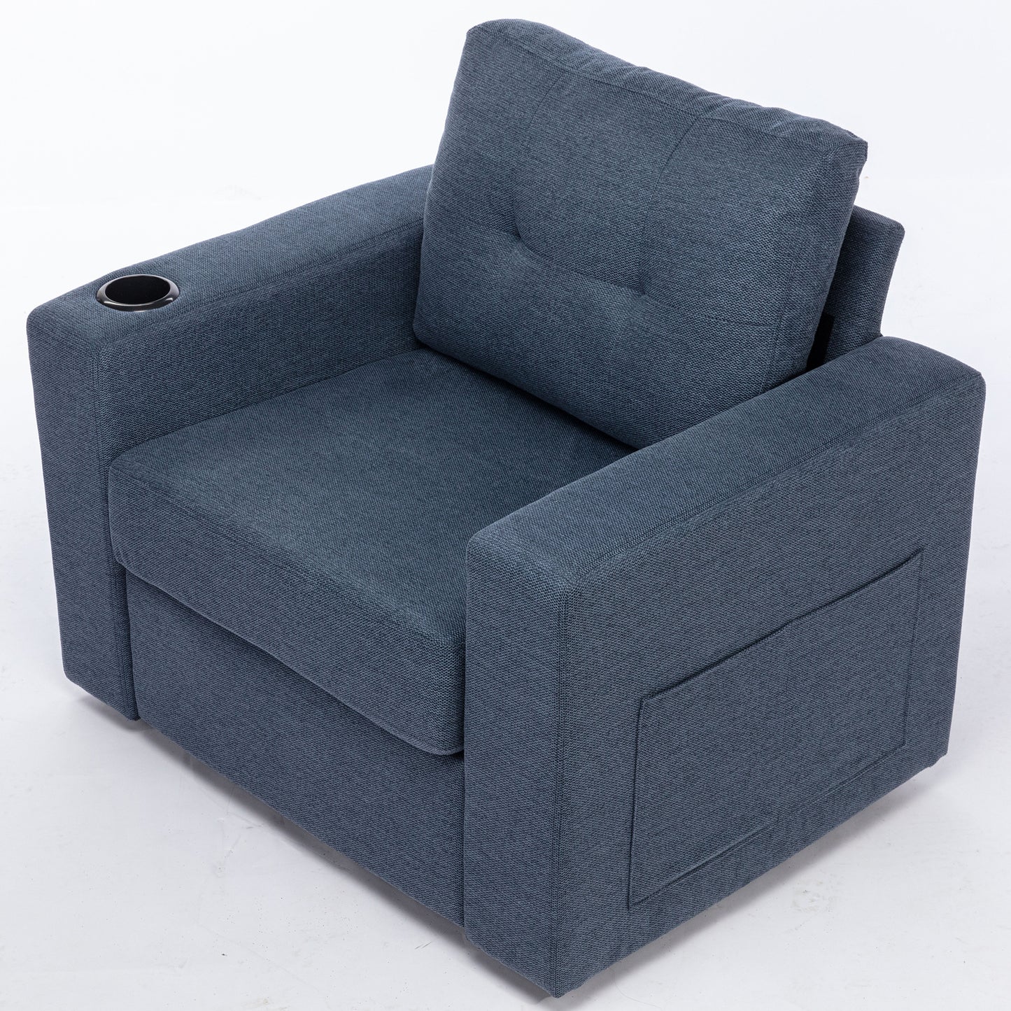 Modern Swivel Accent Sofa Chair, Ergonomic Casual 90 Degree Swivel Single Sofa Seat with Drink Holder Living Room Chair,Soft Egyptian Velvet Sofa Chair