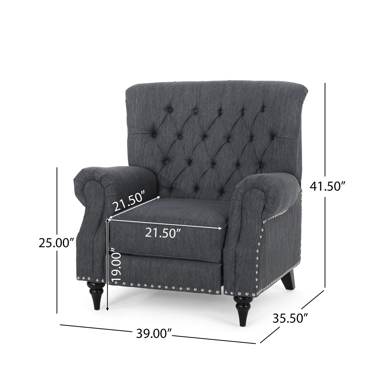 Classic Style Charcoal Fabric Push Back Chair