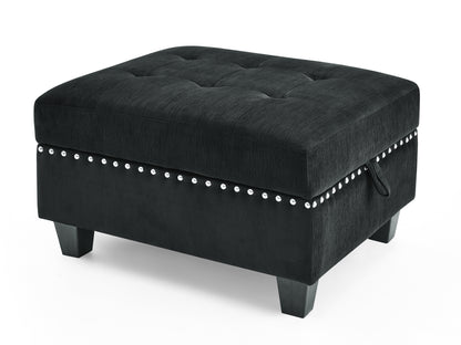 L shape Modular Sectional Sofa,DIY Combination,includes Three Single Chair,Two Corner and Two Ottoman,Black Velvet.