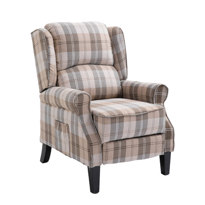 Armchair Sofa Comfortable Upholstered leisure chair / Recliner Chair for Living Room(Beige Check)