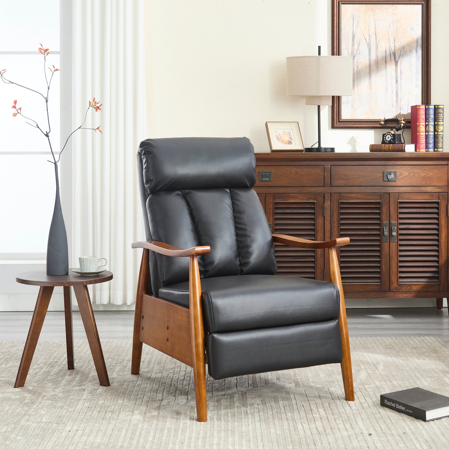 Wood Frame Armchair, Modern Accent Chair Lounge Chair for Living Room