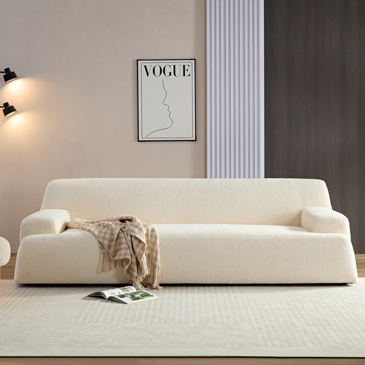 White sofa, durable fabric, solid wood frame, high density sponge filler