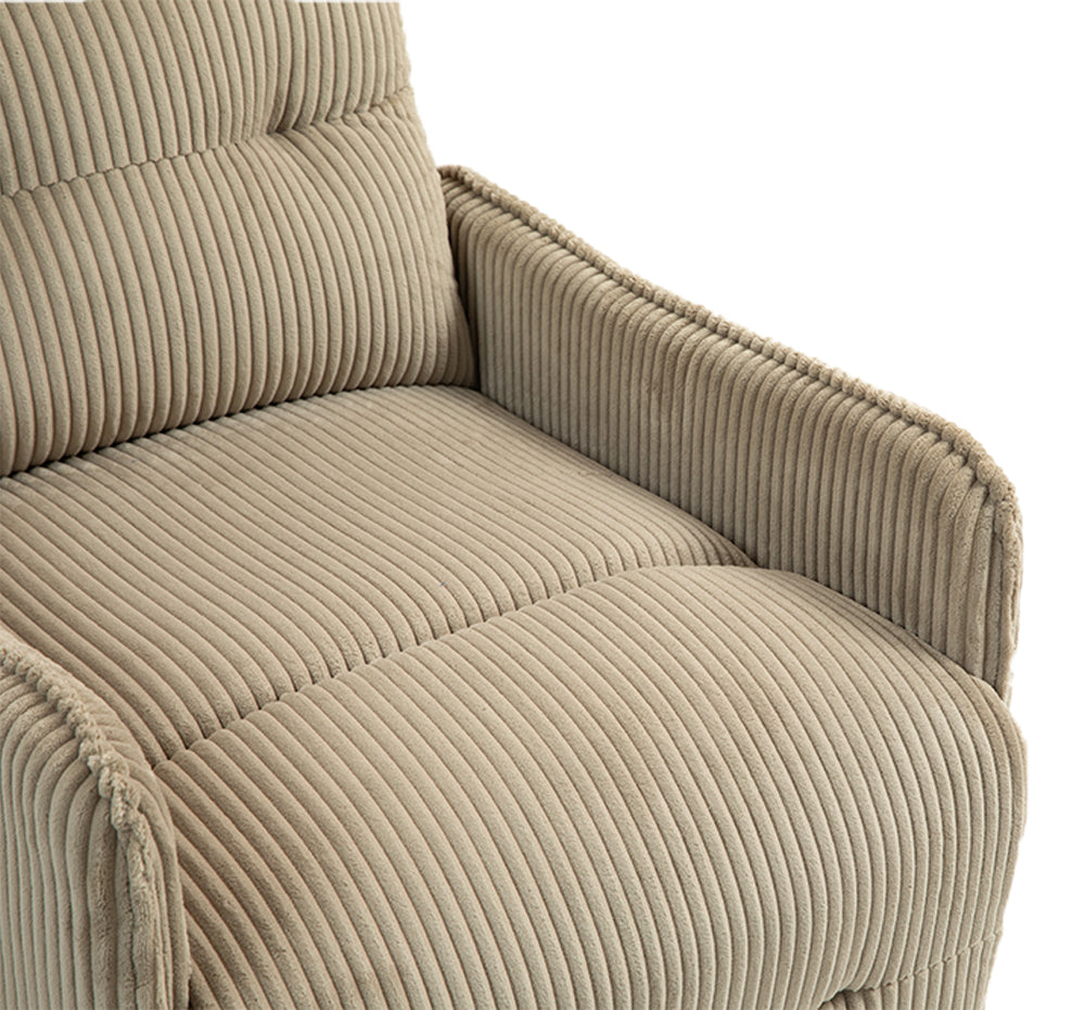 Recliner Chair, Electric Recliner Chairs for Adults, Side Pocket Power Reclining Chair Pocket Springs Seat Cushion, Corduroy Fabric Recliner Sofa for Living Room, Bedroom, Home Theater(Camel)