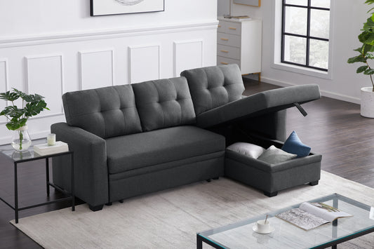 Upholstered Pull out Sectional Sofa with Chaise