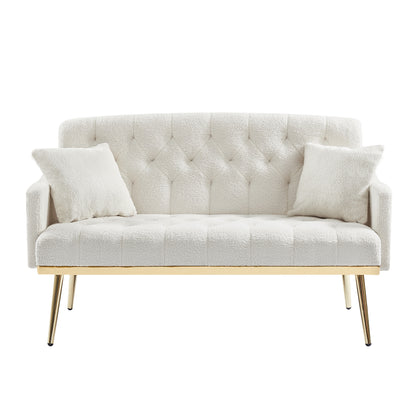 CREAM WHITE TEDDY FABRIC 2 SEATER SOFA