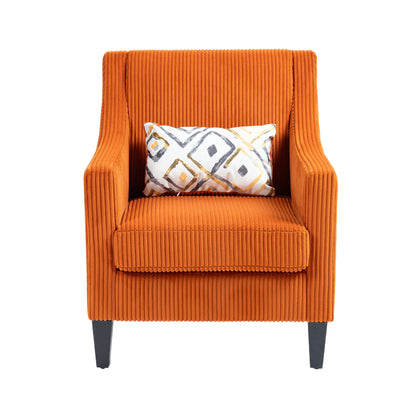 Modern Accent Chair,Upholstered Armchair with Scooped Arms for Bedroom,Apartment,Studio,Office,Waiting Room(Orange Corduroy)