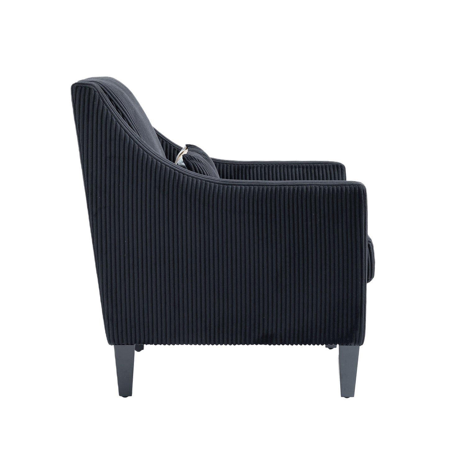 Modern Accent Chair,Upholstered Armchair with Scooped Arms for Bedroom,Apartment,Studio,Office,Waiting Room(Black Corduroy)