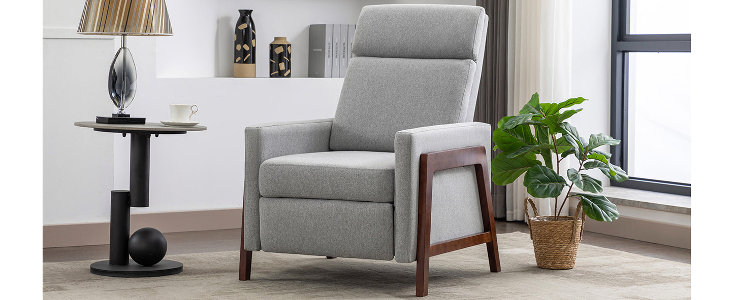 Set of Two Wood-Framed Upholstered Recliner Chair Adjustable Home Theater Seating with Thick Seat Cushion and Backrest Modern Living Room Recliners,Gray