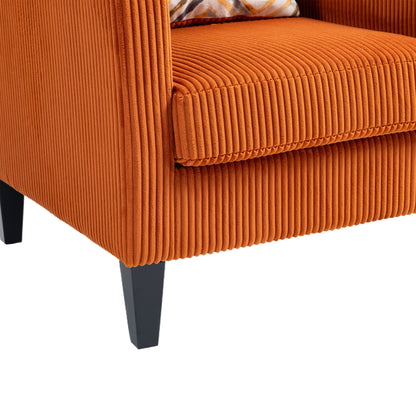 Modern Accent Chair,Upholstered Armchair with Scooped Arms for Bedroom,Apartment,Studio,Office,Waiting Room(Orange Corduroy)