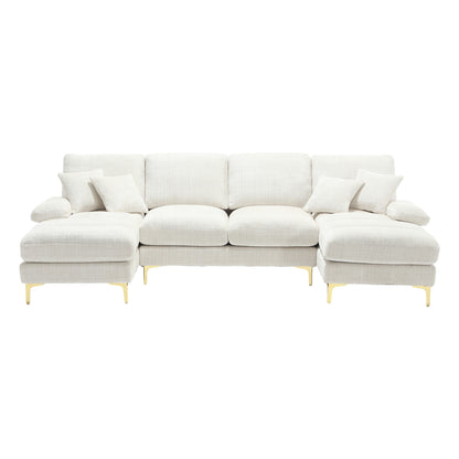 Modern Large chenille Fabric U-Shape Sectional Sofa