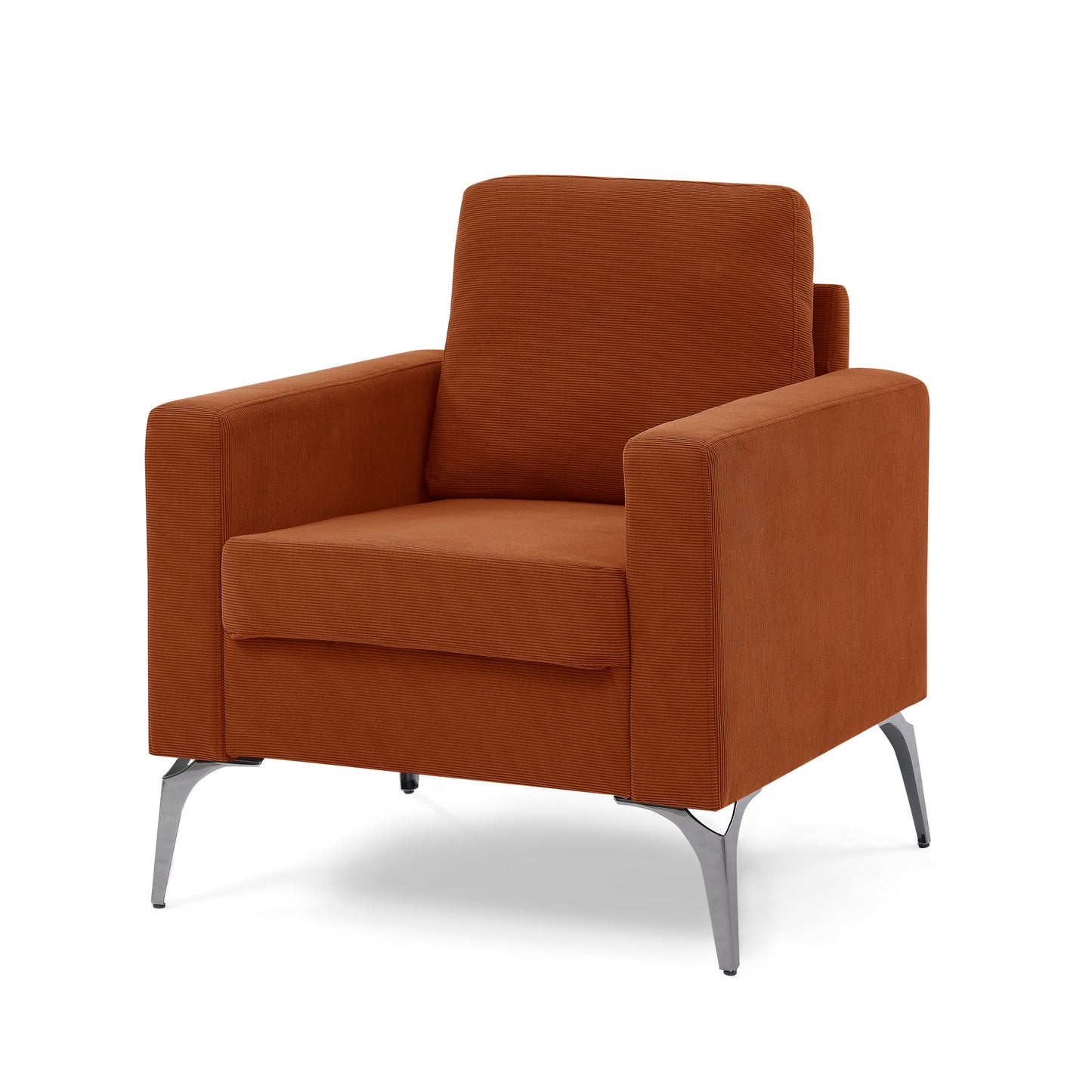 Sofa Chair,with Square Arms and Tight Back,Corduroy Orange