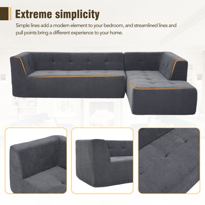 110.2*72.8" Modular Modular Combination Living Room Sofa Set, Modern Minimalist Sofa, Living Room Upholstered Sofa Bed, Bedroom, 3pcs Computer Free Combination, L-Shaped,Dark Grey