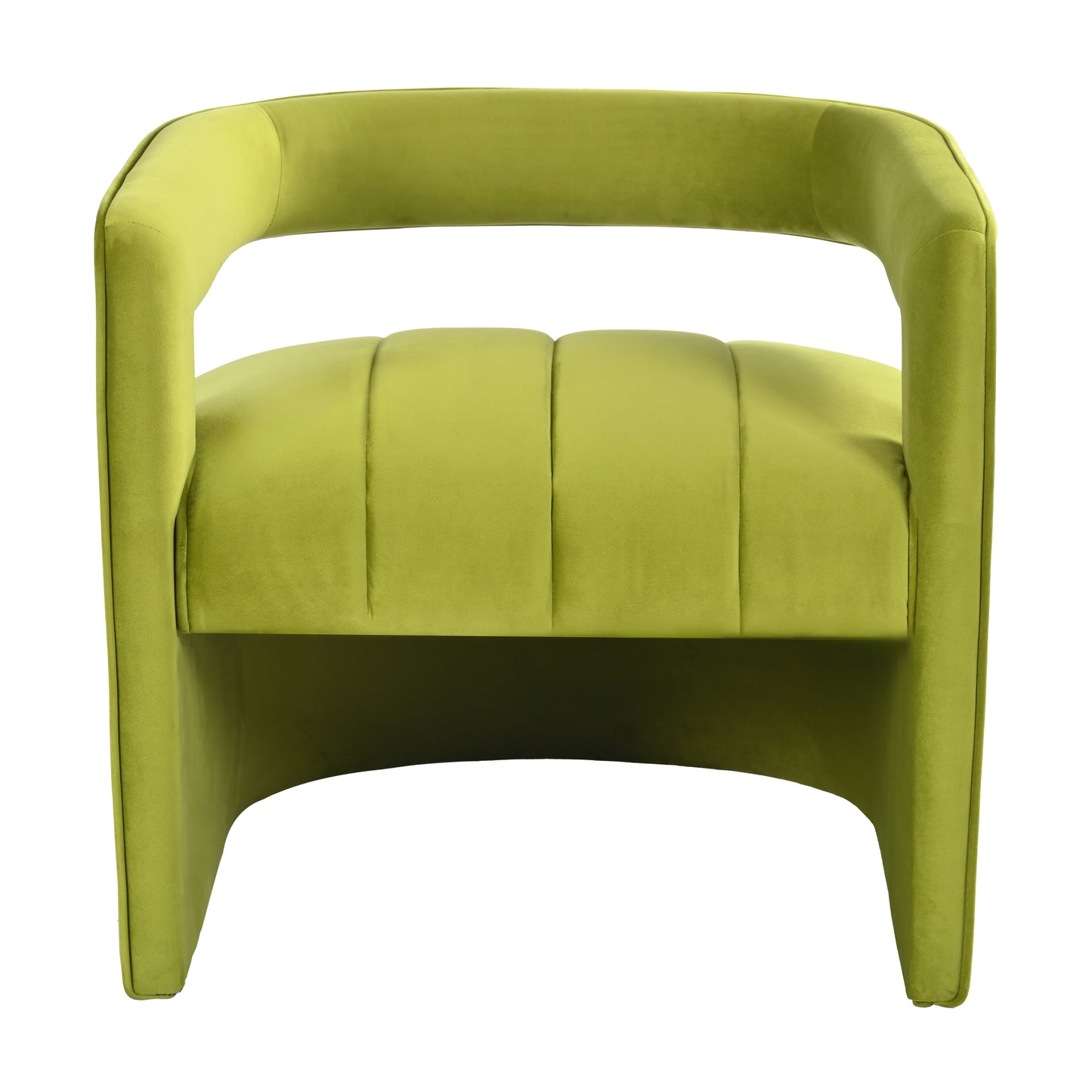 Modern Velvet Accent Chair with Ribbed Detail, Luxury Curved Fully Upholstered Accent Chair, Green (No Assembly Needed)