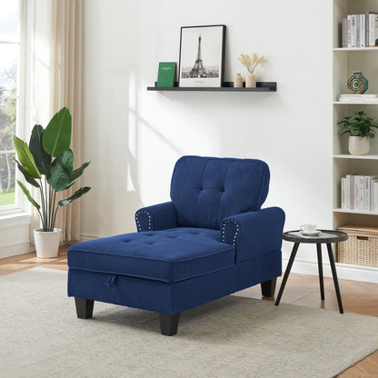 Chaise Lounge Indoor Sleeper Sofa Bed Chair Upholstered Lounge Chair for Bedroom Living Room with Rivets Blue