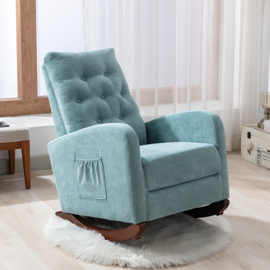 Baby Room High Back Rocking Chair Nursery Chair, Comfortable Rocker Fabric Padded Seat,Modern High Back Armchair