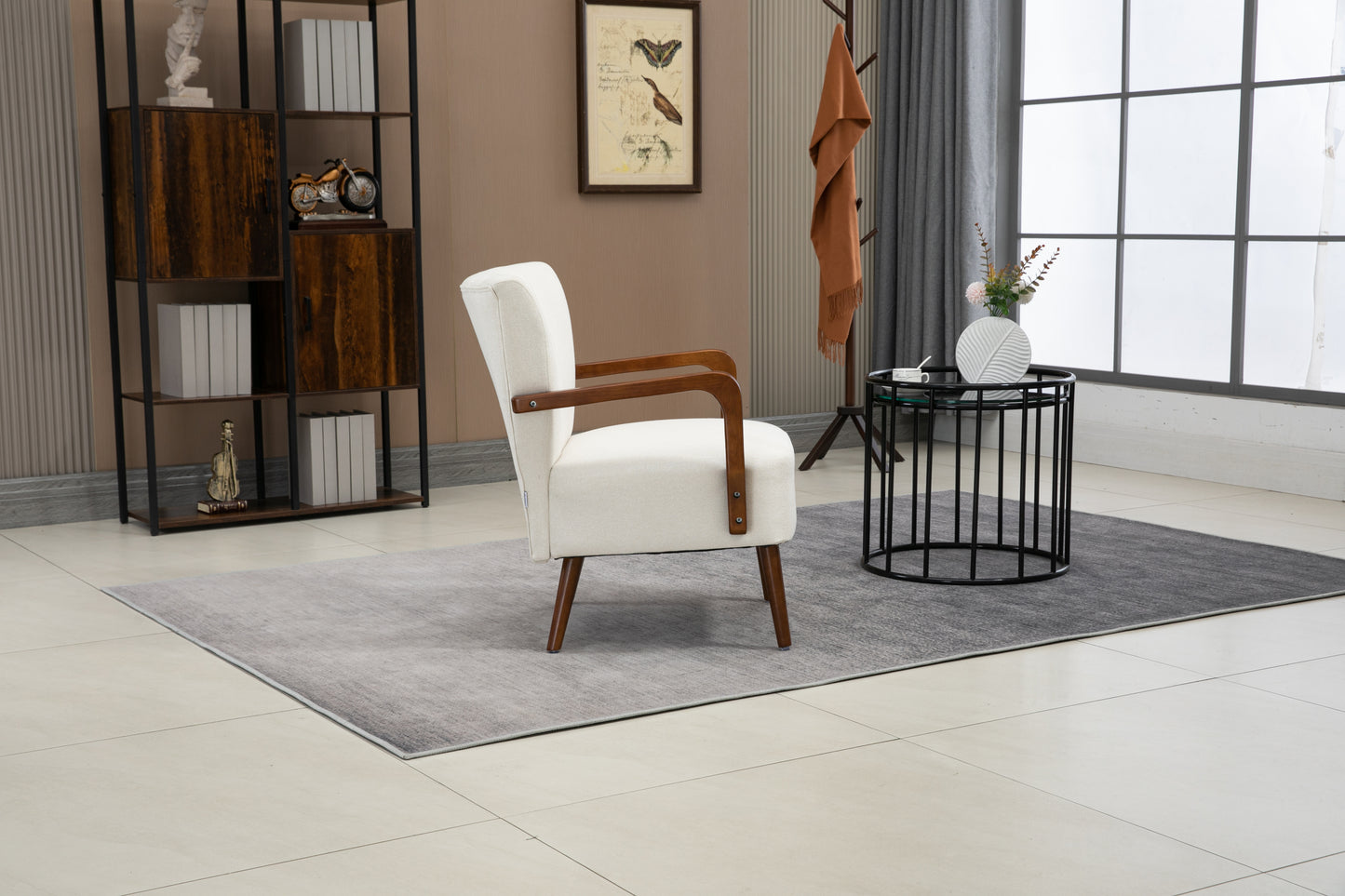 Wood Frame Armchair, Modern Accent Chair Lounge Chair for Living Room