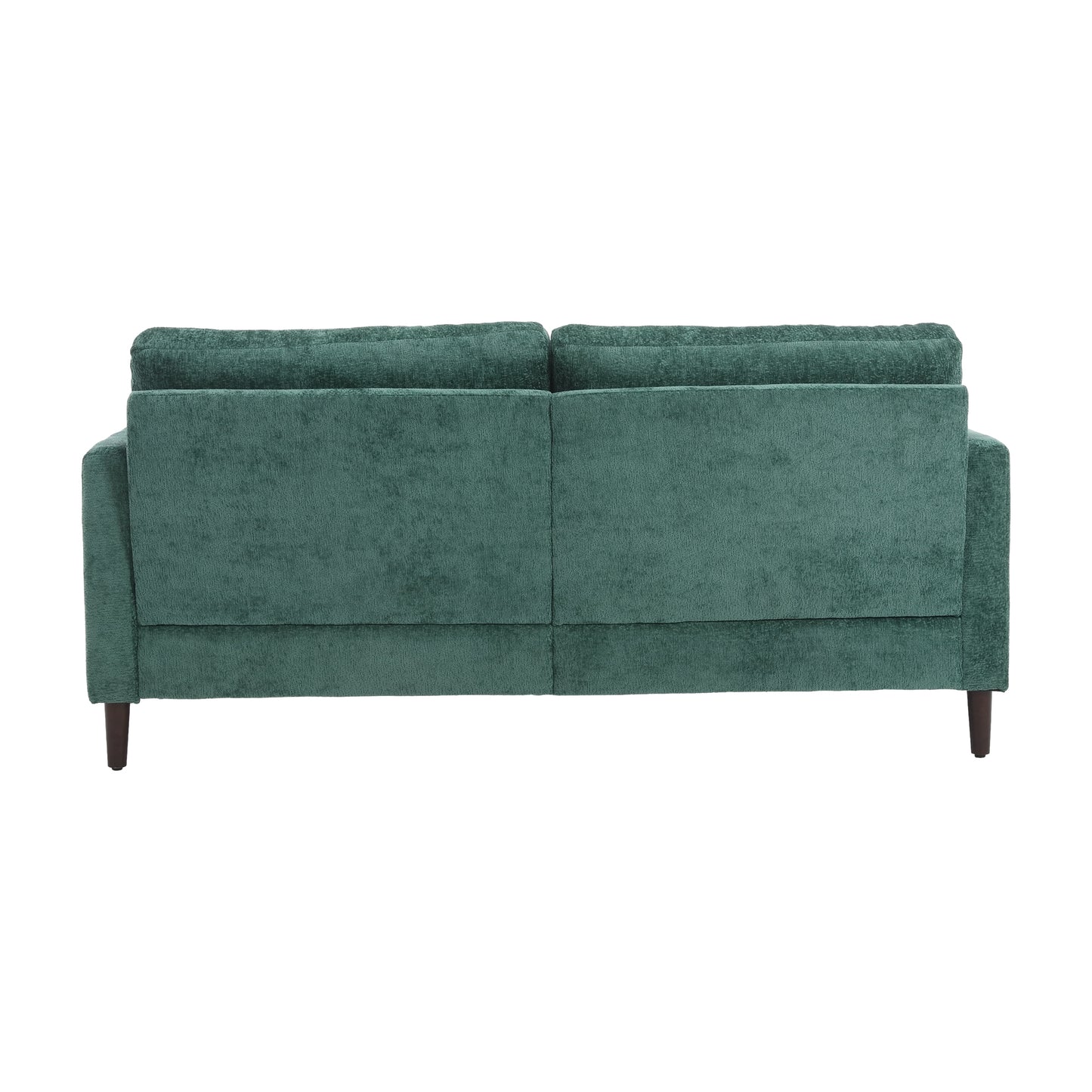 Mid Century Modern chenille Fabric Loveseat sofa, 2-Seat Upholstered Loveseat Sofa Modern Couch for Living Room,Brown wood feet sofa for Bedroom, Reading (Emerald Chenille)