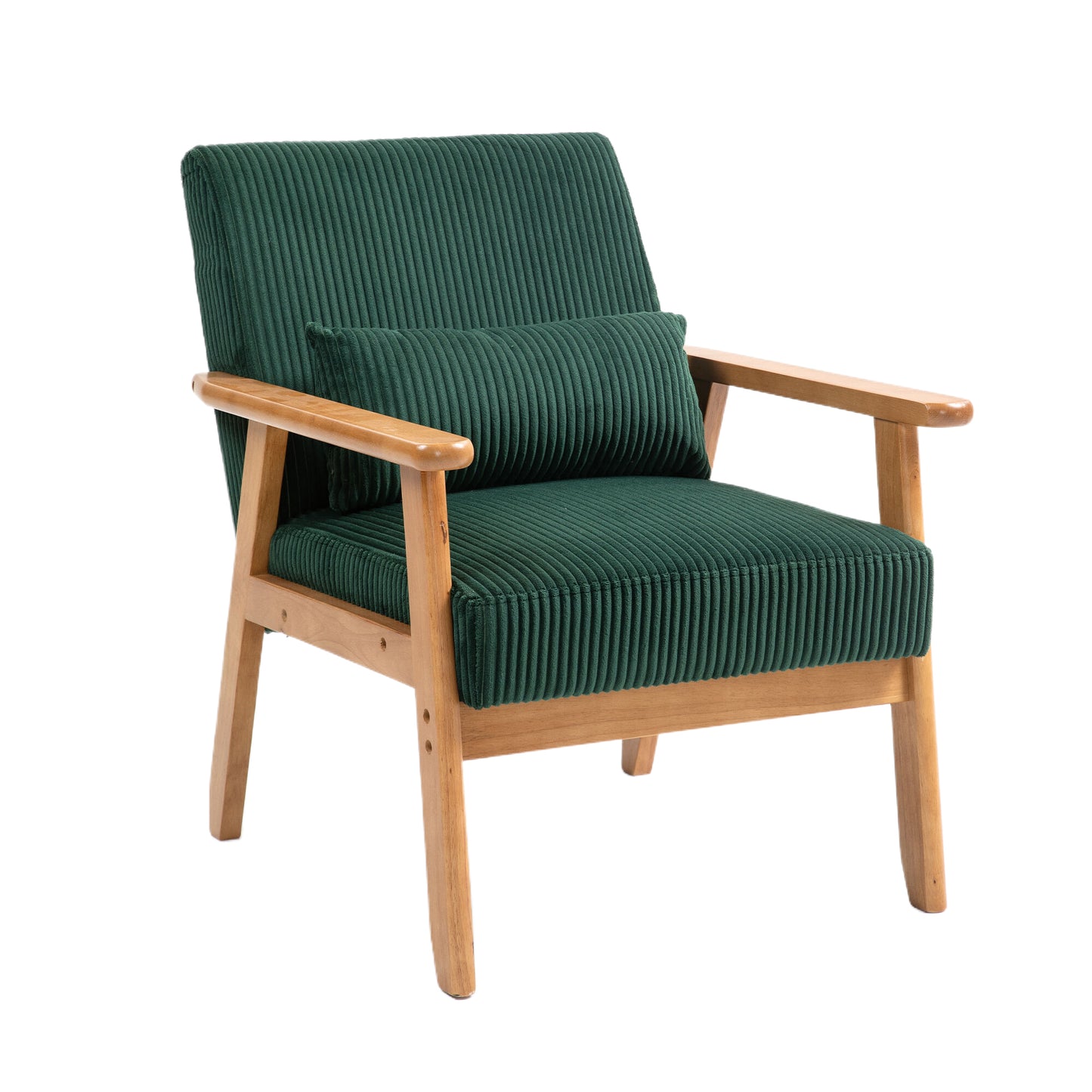 Leisure Chair with Solid Wood Armrest and Feet, Leisure chair, wood frame, velvet, l, solid rubber wood legs, Mid-Century Modern Accent chair, for Living Room Bedroom Studio chair