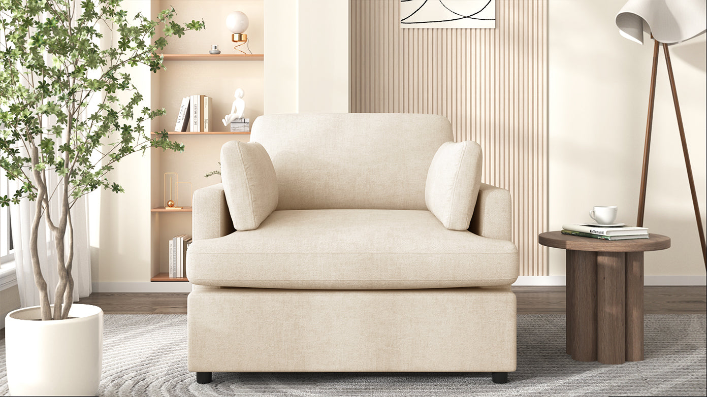 Oversized Accent Chair - Comfortable Armrest Cushions, Versatile Neutral Style, Elegant Design, Durable Frame